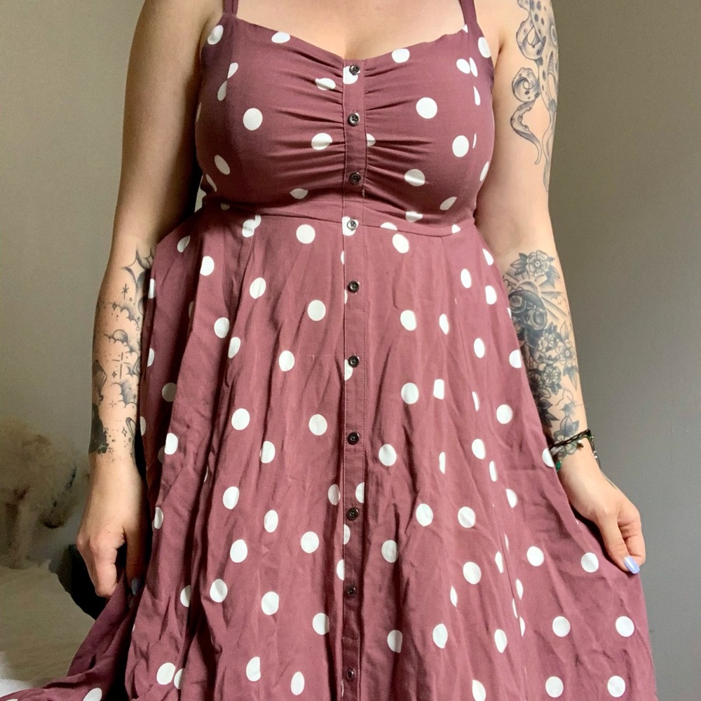 Preloved Torrid Size 0 Polkadot Midi Dress